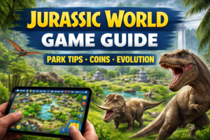 Jurassic World The Game resource farming using trade harbor and park optimization