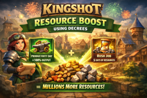Kingshot resource boost trick using productivity day and rush job decrees